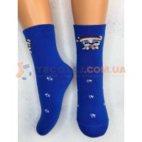 Шкарпетки Дитячі KID STEP 4532 Зима Волошковий Песик в новорічному капелюшку