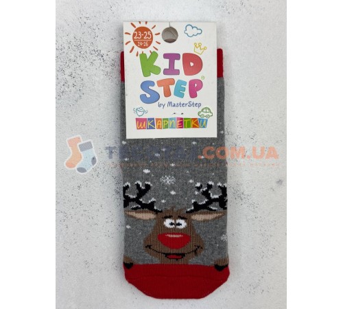 Шкарпетки Дитячі KID STEP 0535 Зима Сірий меланж Олень з сніжками