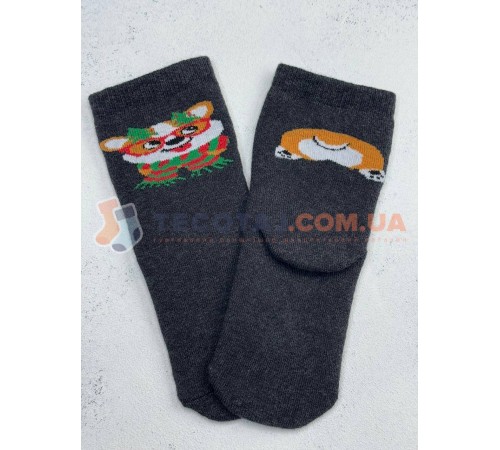 Шкарпетки Дитячі KID STEP 4535 Зима Антрацит меланж Новорічний коргі